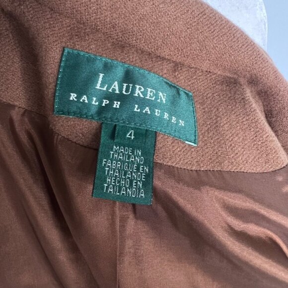 Vintage Lauren Ralph Lauren Wool Cashmere Brown Blazer Jacket 4 - Picture 6 of 8